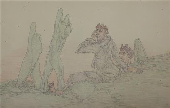 § Austin Osman Spare (1888-1956) Satyric figures and human forms in a landscape